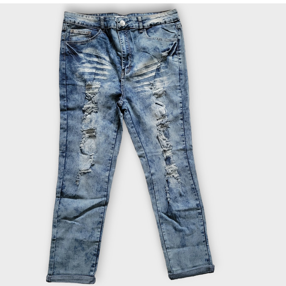american quality Denim - AQ American Quality Denim High Rise Distressed Dyed Jeans 18